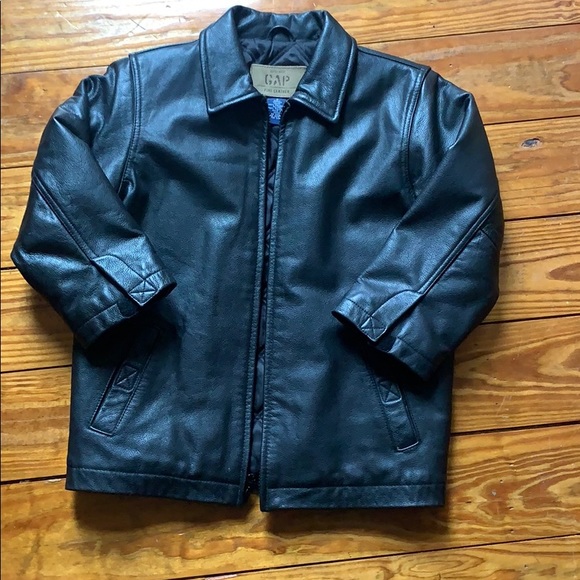 Awesome GAP black leather jacket Excellent cond - Picture 1 of 7